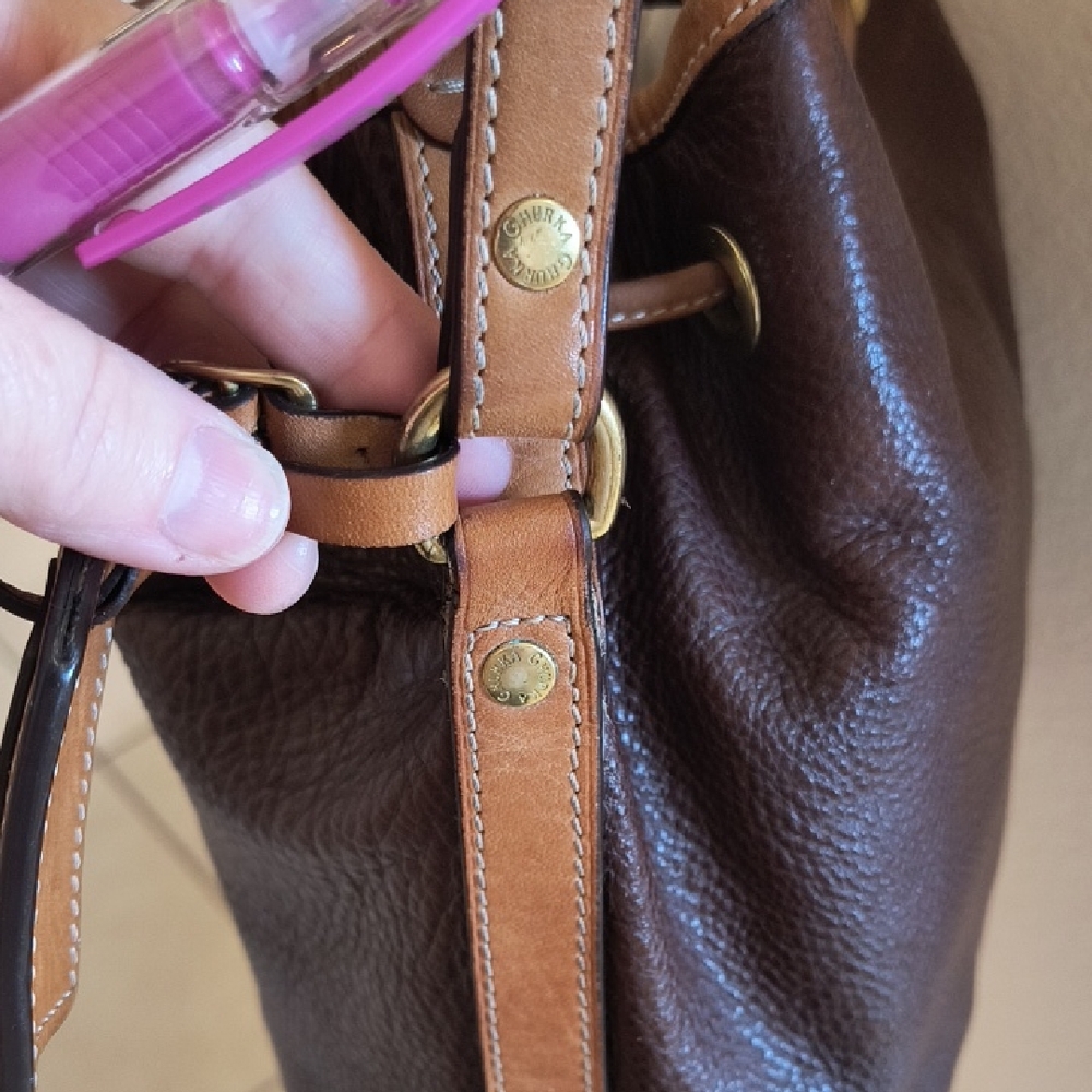 Ghurka Maroon Leather Bucket Bag 11x10x5 - Picture 9 of 16